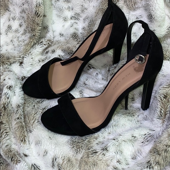 wide fit black open toe heels